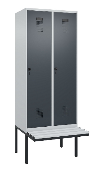 C+P Spind Evolo PLUS 0490407-10 mit Sitzbank 1 Abt.300mm Drehriegel (HxBxT) 2120x300x815mm 7016/7016