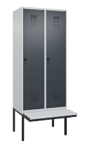 C+P Spind Evolo PLUS 0490407-10 mit Sitzbank 1 Abt.300mm Drehriegel (HxBxT) 2120x300x815mm 7016/7016
