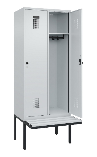 C+P Spind Evolo PLUS 0490407-10 mit Sitzbank 1 Abt.300mm Drehriegel (HxBxT) 2120x300x815mm 7016/7016