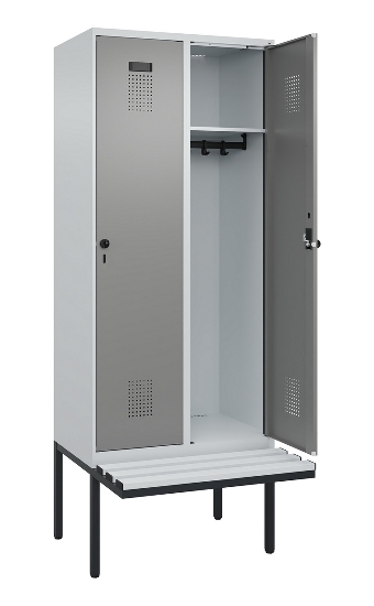 C+P Spind Evolo PLUS 0490407-10 mit Sitzbank 1 Abt.300mm Drehriegel (HxBxT) 2120x300x815mm 7016/7016