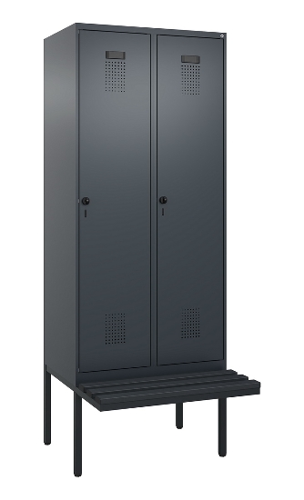 C+P Spind Evolo PLUS 0490407-10 mit Sitzbank 1 Abt.300mm Drehriegel (HxBxT) 2120x300x815mm 7016/7016