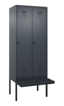C+P Spind Evolo PLUS 0490407-10 mit Sitzbank 1 Abt.300mm Drehriegel (HxBxT) 2120x300x815mm 7016/7016