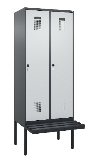 C+P Spind Evolo PLUS 0490407-10 mit Sitzbank 1 Abt.300mm Drehriegel (HxBxT) 2120x300x815mm 7016/7016