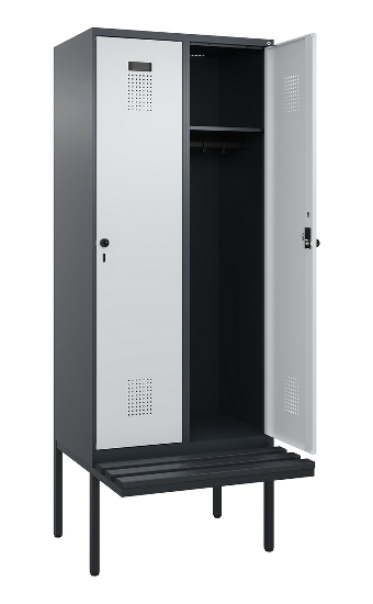 C+P Spind Evolo PLUS 0490407-10 mit Sitzbank 1 Abt.300mm Drehriegel (HxBxT) 2120x300x815mm 7016/7016