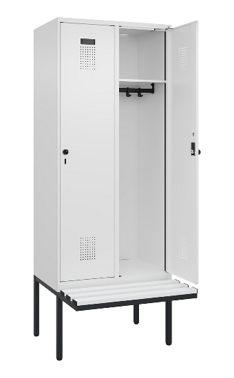 C+P Spind Evolo PLUS 0490407-10 mit Sitzbank 1 Abt.300mm Drehriegel (HxBxT) 2120x300x815mm 7016/7016