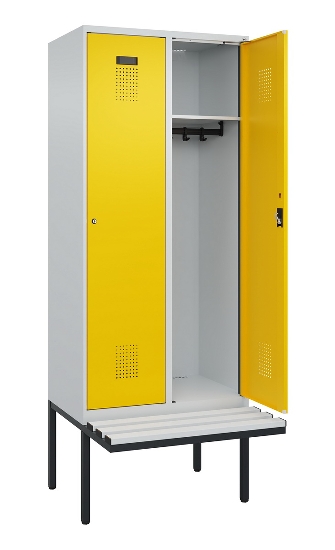 C+P Spind Evolo PLUS 0490407-10 mit Sitzbank 1 Abt.300mm Drehriegel (HxBxT) 2120x300x815mm 7016/7016