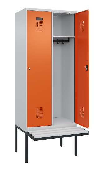 C+P Spind Evolo PLUS 0490407-10 mit Sitzbank 1 Abt.300mm Drehriegel (HxBxT) 2120x300x815mm 7016/7016