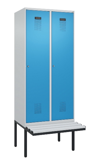 C+P Spind Evolo PLUS 0490407-10 mit Sitzbank 1 Abt.300mm Drehriegel (HxBxT) 2120x300x815mm 7016/7016