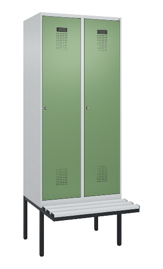 C+P Spind Evolo PLUS 0490407-10 mit Sitzbank 1 Abt.300mm Drehriegel (HxBxT) 2120x300x815mm 7016/7016