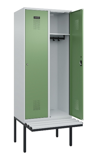 C+P Spind Evolo PLUS 0490407-10 mit Sitzbank 1 Abt.300mm Drehriegel (HxBxT) 2120x300x815mm 7016/7016