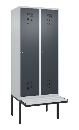 C+P Spind Evolo PLUS 0490407-10 mit Sitzbank 1 Abt.300mm Drehriegel (HxBxT) 2120x300x815mm 7016/7016