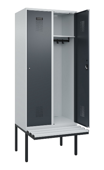 C+P Spind Evolo PLUS 0490407-10 mit Sitzbank 1 Abt.300mm Drehriegel (HxBxT) 2120x300x815mm 7016/7016