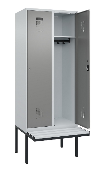 C+P Spind Evolo PLUS 0490407-10 mit Sitzbank 1 Abt.300mm Drehriegel (HxBxT) 2120x300x815mm 7016/7016