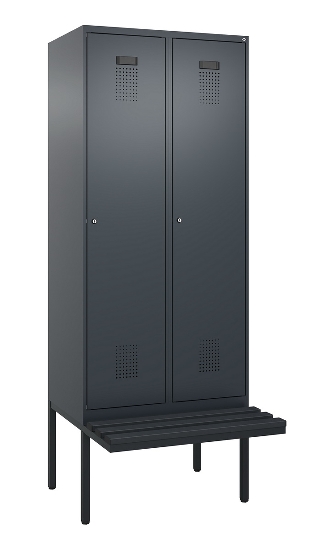 C+P Spind Evolo PLUS 0490407-10 mit Sitzbank 1 Abt.300mm Drehriegel (HxBxT) 2120x300x815mm 7016/7016