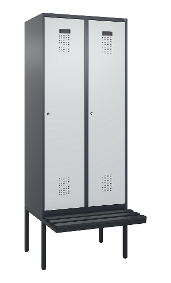 C+P Spind Evolo PLUS 0490407-10 mit Sitzbank 1 Abt.300mm Drehriegel (HxBxT) 2120x300x815mm 7016/7016