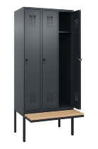 C+P Spind Evolo PLUS 0490407-30 mit Sitzbank 3 Abt. je 300mm Drehriegel (HxBxT) 2120x900x815mm 7016/7016