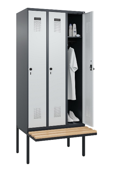 C+P Spind Evolo PLUS 0490407-10 mit Sitzbank 1 Abt.300mm Zylinder (HxBxT) 2120x300x815mm 9016/9016