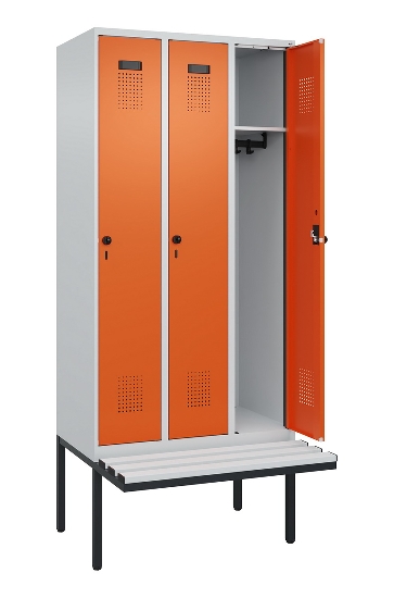 C+P Spind Evolo PLUS 0490407-10 mit Sitzbank 1 Abt.300mm Drehriegel (HxBxT) 2120x300x815mm 7016/7016
