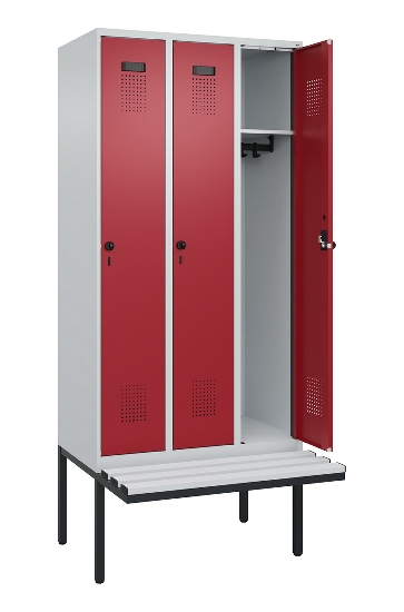 C+P Spind Evolo PLUS 0490407-10 mit Sitzbank 1 Abt.300mm Drehriegel (HxBxT) 2120x300x815mm 7016/7016