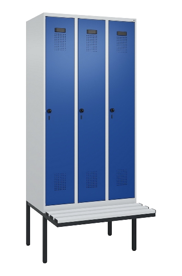 C+P Spind Evolo PLUS 0490407-10 mit Sitzbank 1 Abt.300mm Drehriegel (HxBxT) 2120x300x815mm 7016/7016