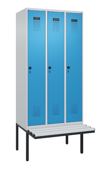 C+P Spind Evolo PLUS 0490407-10 mit Sitzbank 1 Abt.300mm Drehriegel (HxBxT) 2120x300x815mm 7016/7016