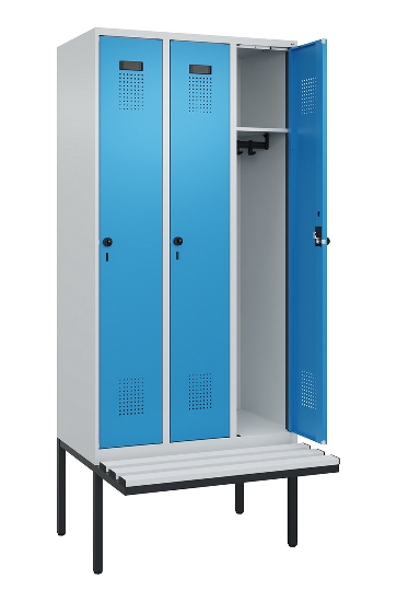 C+P Spind Evolo PLUS 0490407-10 mit Sitzbank 1 Abt.300mm Drehriegel (HxBxT) 2120x300x815mm 7016/7016