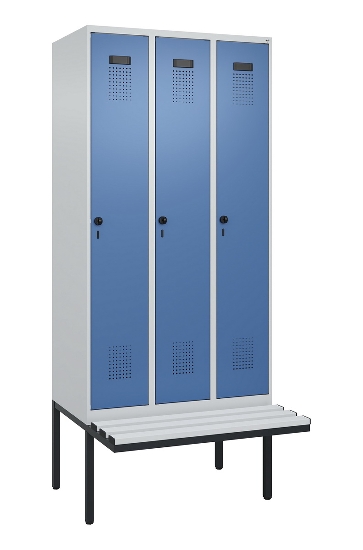 C+P Spind Evolo PLUS 0490407-10 mit Sitzbank 1 Abt.300mm Drehriegel (HxBxT) 2120x300x815mm 7016/7016
