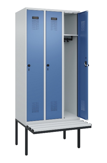 C+P Spind Evolo PLUS 0490407-10 mit Sitzbank 1 Abt.300mm Drehriegel (HxBxT) 2120x300x815mm 7016/7016