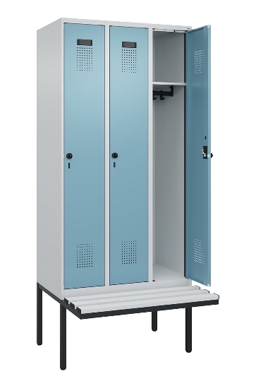 C+P Spind Evolo PLUS 0490407-10 mit Sitzbank 1 Abt.300mm Drehriegel (HxBxT) 2120x300x815mm 7016/7016