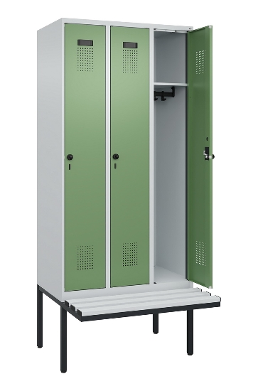 C+P Spind Evolo PLUS 0490407-10 mit Sitzbank 1 Abt.300mm Drehriegel (HxBxT) 2120x300x815mm 7016/7016