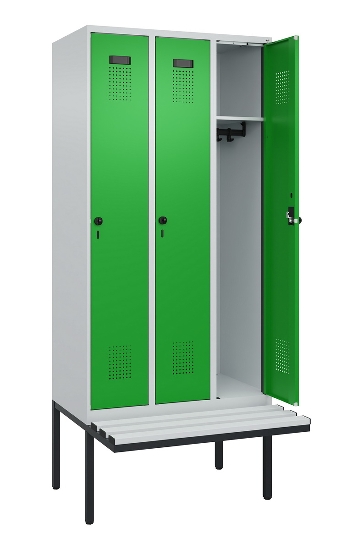 C+P Spind Evolo PLUS 0490407-10 mit Sitzbank 1 Abt.300mm Drehriegel (HxBxT) 2120x300x815mm 7016/7016