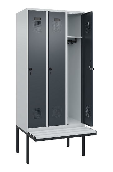 C+P Spind Evolo PLUS 0490407-10 mit Sitzbank 1 Abt.300mm Drehriegel (HxBxT) 2120x300x815mm 7016/7016