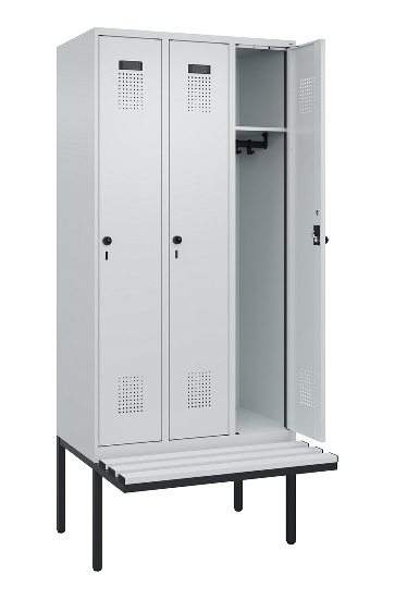 C+P Spind Evolo PLUS 0490407-10 mit Sitzbank 1 Abt.300mm Drehriegel (HxBxT) 2120x300x815mm 7016/7016