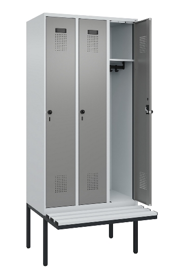 C+P Spind Evolo PLUS 0490407-10 mit Sitzbank 1 Abt.300mm Drehriegel (HxBxT) 2120x300x815mm 7016/7016