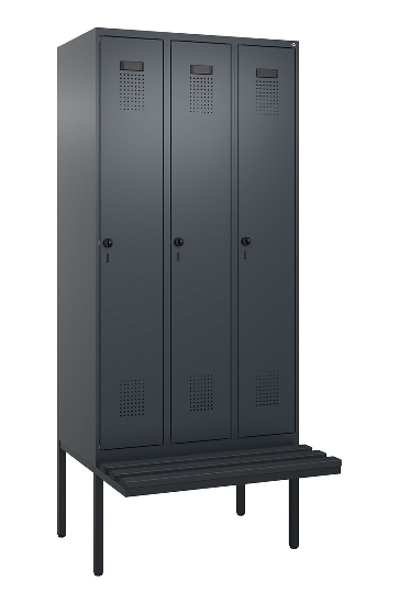 C+P Spind Evolo PLUS 0490407-10 mit Sitzbank 1 Abt.300mm Drehriegel (HxBxT) 2120x300x815mm 7016/7016
