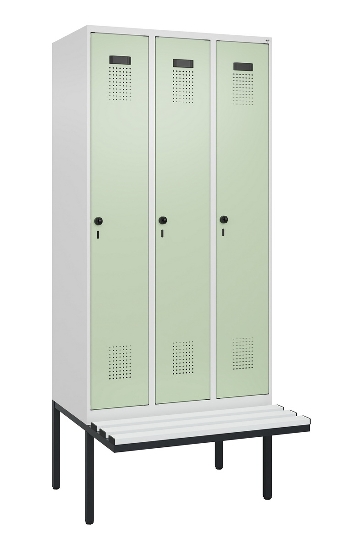 C+P Spind Evolo PLUS 0490407-10 mit Sitzbank 1 Abt.300mm Drehriegel (HxBxT) 2120x300x815mm 7016/7016