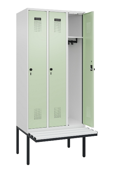 C+P Spind Evolo PLUS 0490407-10 mit Sitzbank 1 Abt.300mm Drehriegel (HxBxT) 2120x300x815mm 7016/7016