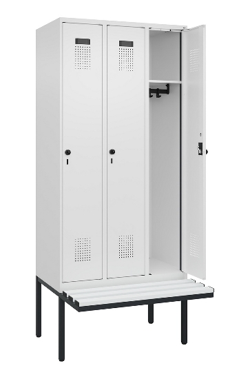 C+P Spind Evolo PLUS 0490407-10 mit Sitzbank 1 Abt.300mm Drehriegel (HxBxT) 2120x300x815mm 7016/7016