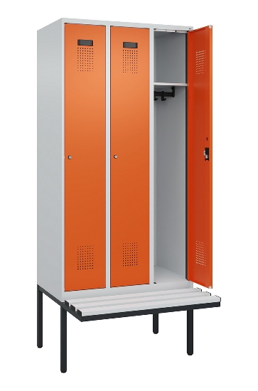 C+P Spind Evolo PLUS 0490407-10 mit Sitzbank 1 Abt.300mm Drehriegel (HxBxT) 2120x300x815mm 7016/7016