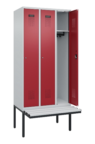 C+P Spind Evolo PLUS 0490407-10 mit Sitzbank 1 Abt.300mm Drehriegel (HxBxT) 2120x300x815mm 7016/7016