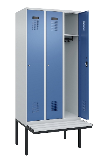C+P Spind Evolo PLUS 0490407-10 mit Sitzbank 1 Abt.300mm Drehriegel (HxBxT) 2120x300x815mm 7016/7016