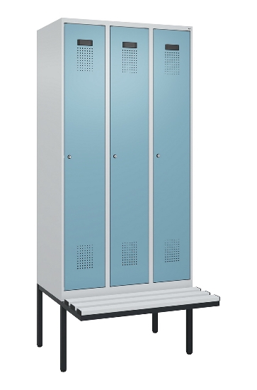 C+P Spind Evolo PLUS 0490407-10 mit Sitzbank 1 Abt.300mm Drehriegel (HxBxT) 2120x300x815mm 7016/7016