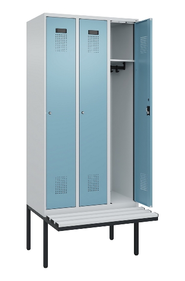 C+P Spind Evolo PLUS 0490407-10 mit Sitzbank 1 Abt.300mm Drehriegel (HxBxT) 2120x300x815mm 7016/7016