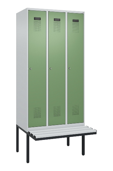 C+P Spind Evolo PLUS 0490407-10 mit Sitzbank 1 Abt.300mm Drehriegel (HxBxT) 2120x300x815mm 7016/7016