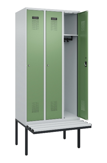 C+P Spind Evolo PLUS 0490407-10 mit Sitzbank 1 Abt.300mm Drehriegel (HxBxT) 2120x300x815mm 7016/7016