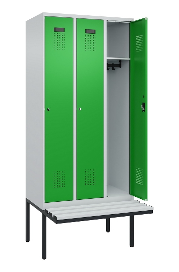 C+P Spind Evolo PLUS 0490407-10 mit Sitzbank 1 Abt.300mm Drehriegel (HxBxT) 2120x300x815mm 7016/7016