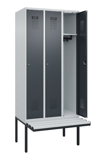 C+P Spind Evolo PLUS 0490407-10 mit Sitzbank 1 Abt.300mm Drehriegel (HxBxT) 2120x300x815mm 7016/7016
