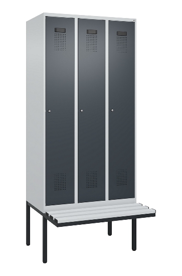 C+P Spind Evolo PLUS 0490407-10 mit Sitzbank 1 Abt.300mm Drehriegel (HxBxT) 2120x300x815mm 7016/7016