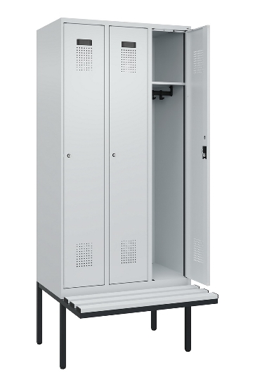 C+P Spind Evolo PLUS 0490407-10 mit Sitzbank 1 Abt.300mm Drehriegel (HxBxT) 2120x300x815mm 7016/7016