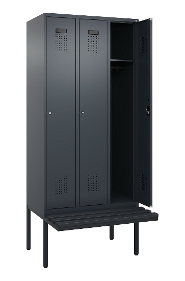 C+P Spind Evolo PLUS 0490407-10 mit Sitzbank 1 Abt.300mm Drehriegel (HxBxT) 2120x300x815mm 7016/7016